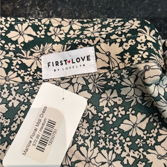 First Love green Puff Sleeve Midi Sundress - Picture 3 of 9